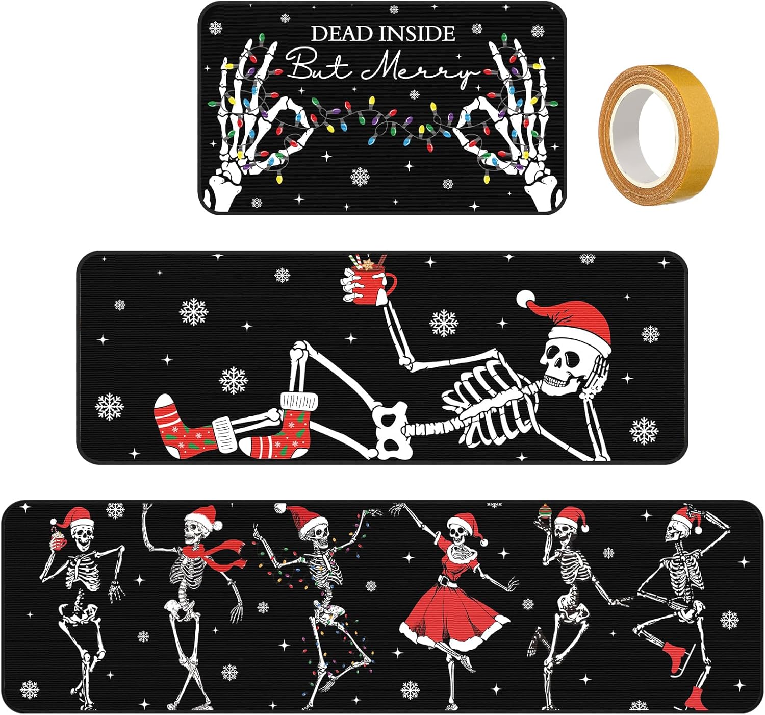 3 Pcs Christmas Kitchen Rugs Set for Festive Home Decor