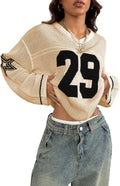 Verdusa Y2k Oversized Crochet Jersey Pullover Sweater - Cute Casual