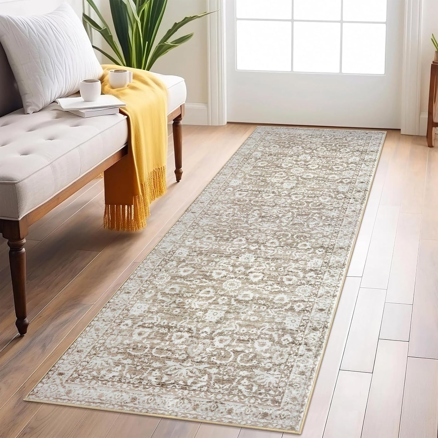 Vintage Floral 2x6 Runner Rug for Kitchen and Hallway Decor