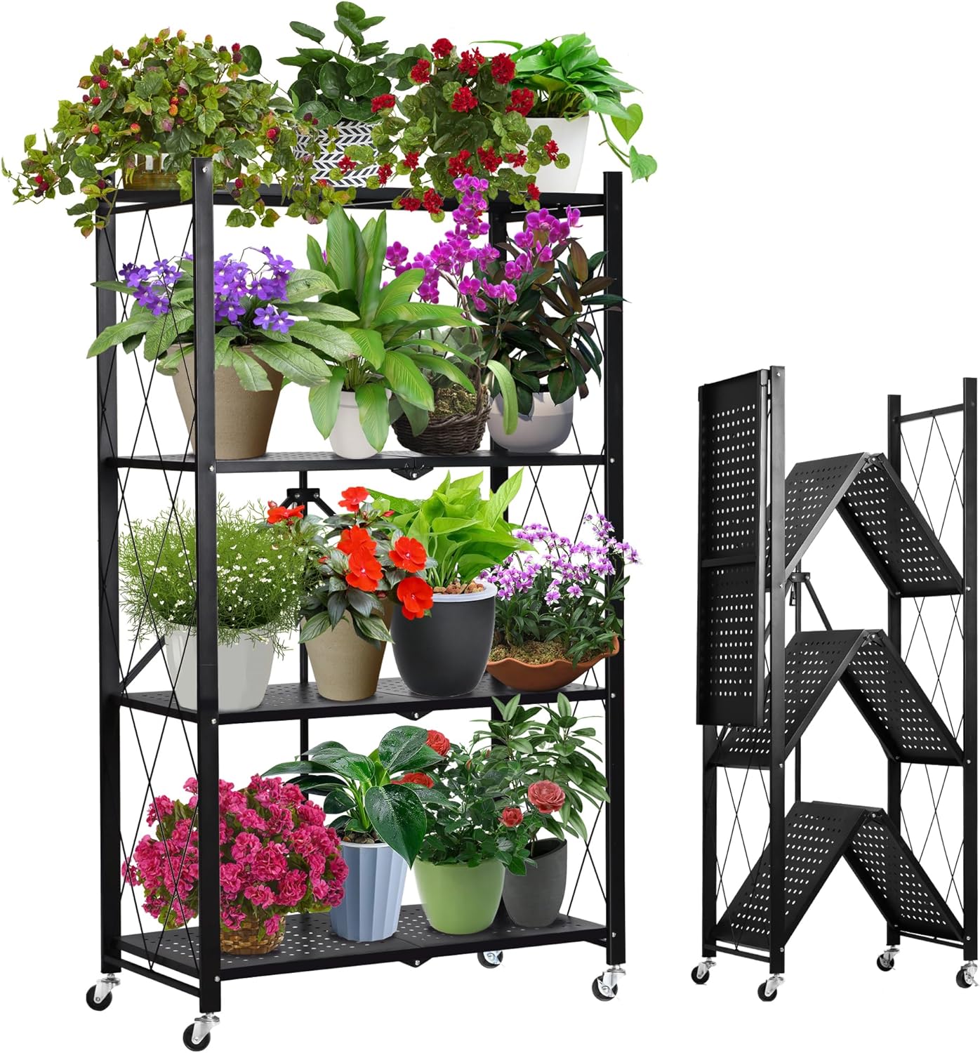 DOBEGARDEN Metal Plant Stand: Easy to Move 4-Tier Rack