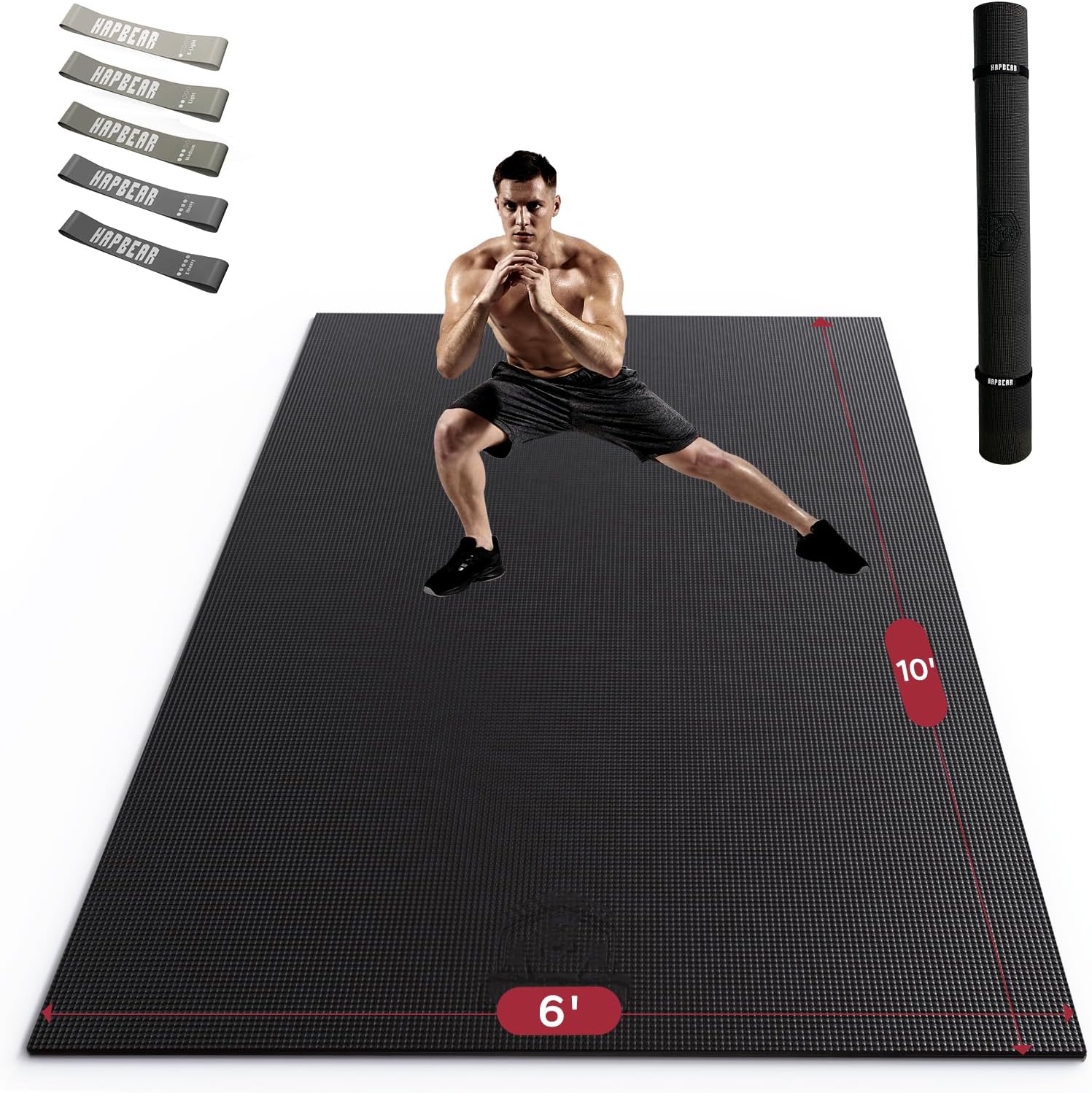 HAPBEAR Extra Large Exercise Mat for Home Gym and Fitness