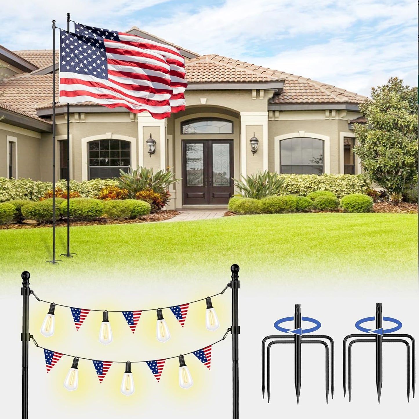 ZMTECH 10 FT Flag Pole Kit for Yard, Windproof & Durable Design