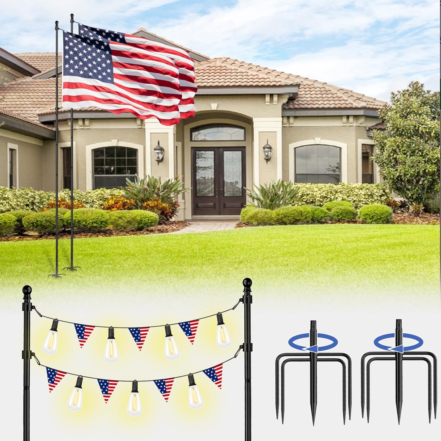 ZMTECH 10 FT Flag Pole Kit for Yard, Windproof & Durable Design