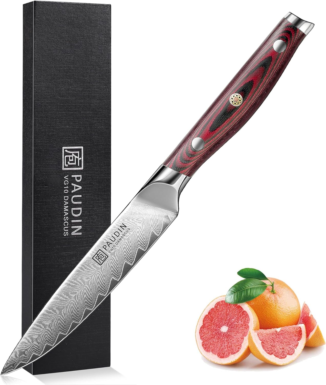 PAUDIN Kitchen Utility Knife 5 Inch, Ultra Sharp Damascus Steel