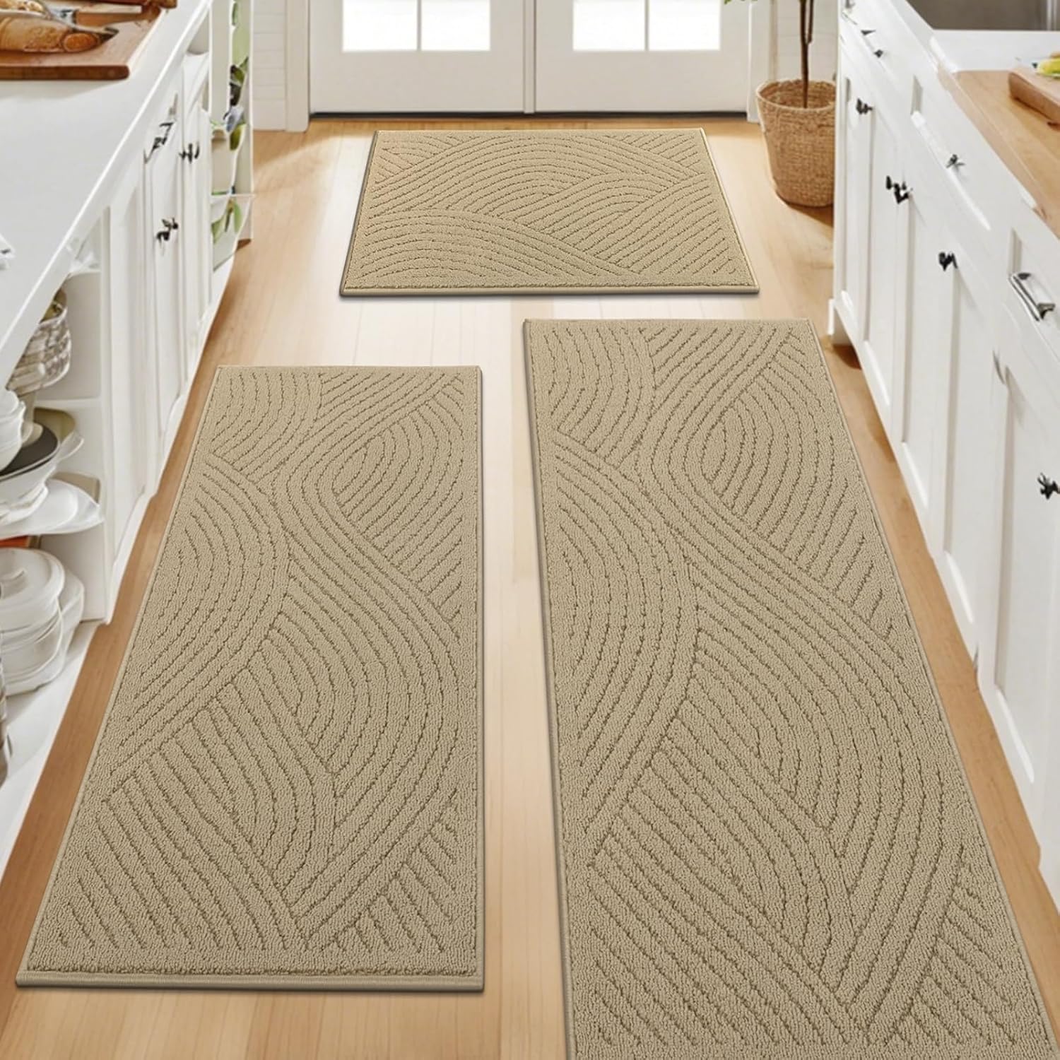SHACOS Kitchen Rugs Set of 3 Non Slip Washable Floor Mats