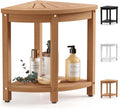 Corner Shower Stool for Inside Shower Waterproof Teak - Space Saving
