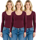Women's Athletic Fit Long Sleeve Crew Neck Tee - Stretchy Cotton Blend