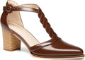 Womens Block Chunky Heels T Strap Dress Shoes Closed Toe - Classic Fit