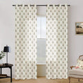 Brown Curtains 96 in Long 2 Panels Set - Sheer Patterned Bay Window