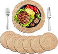 6 Pack Round Woven Placemats 13 in Natural Water Hyacinth - Rustic