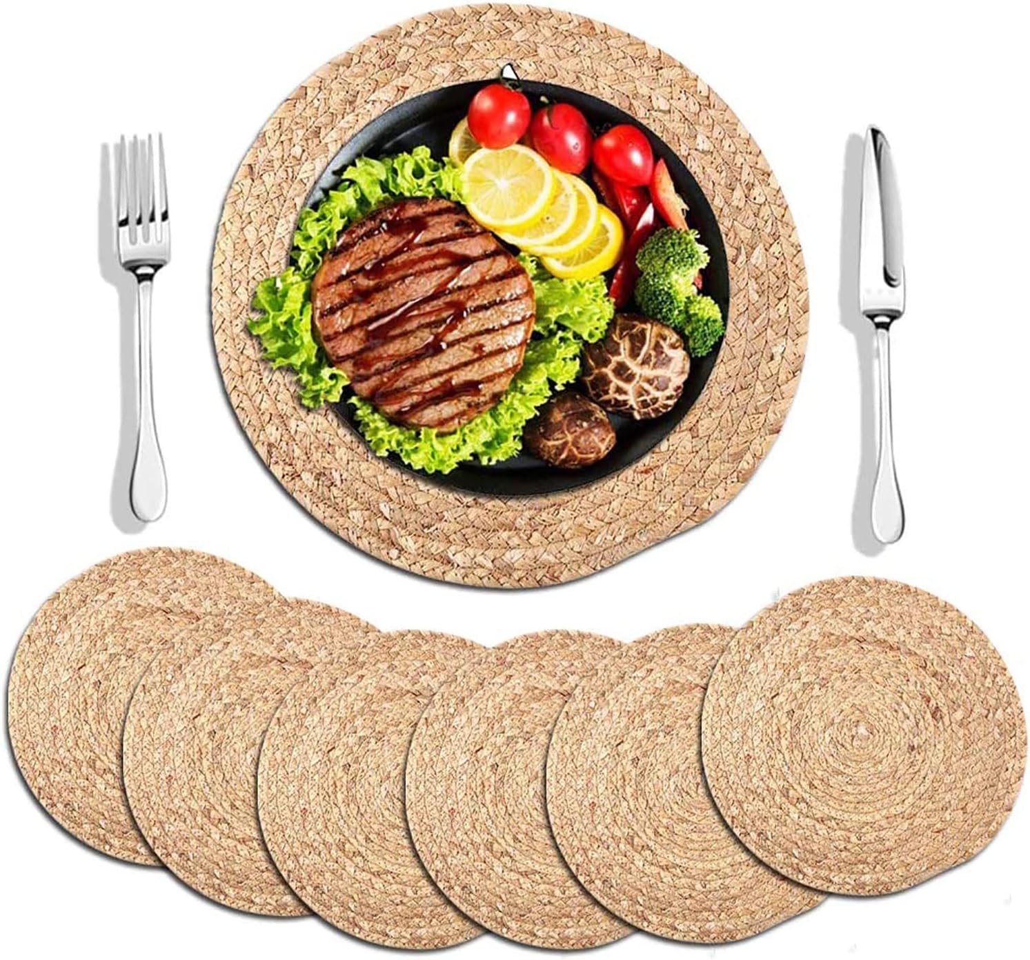 Set of 6 Water Hyacinth Placemats by WENFOME