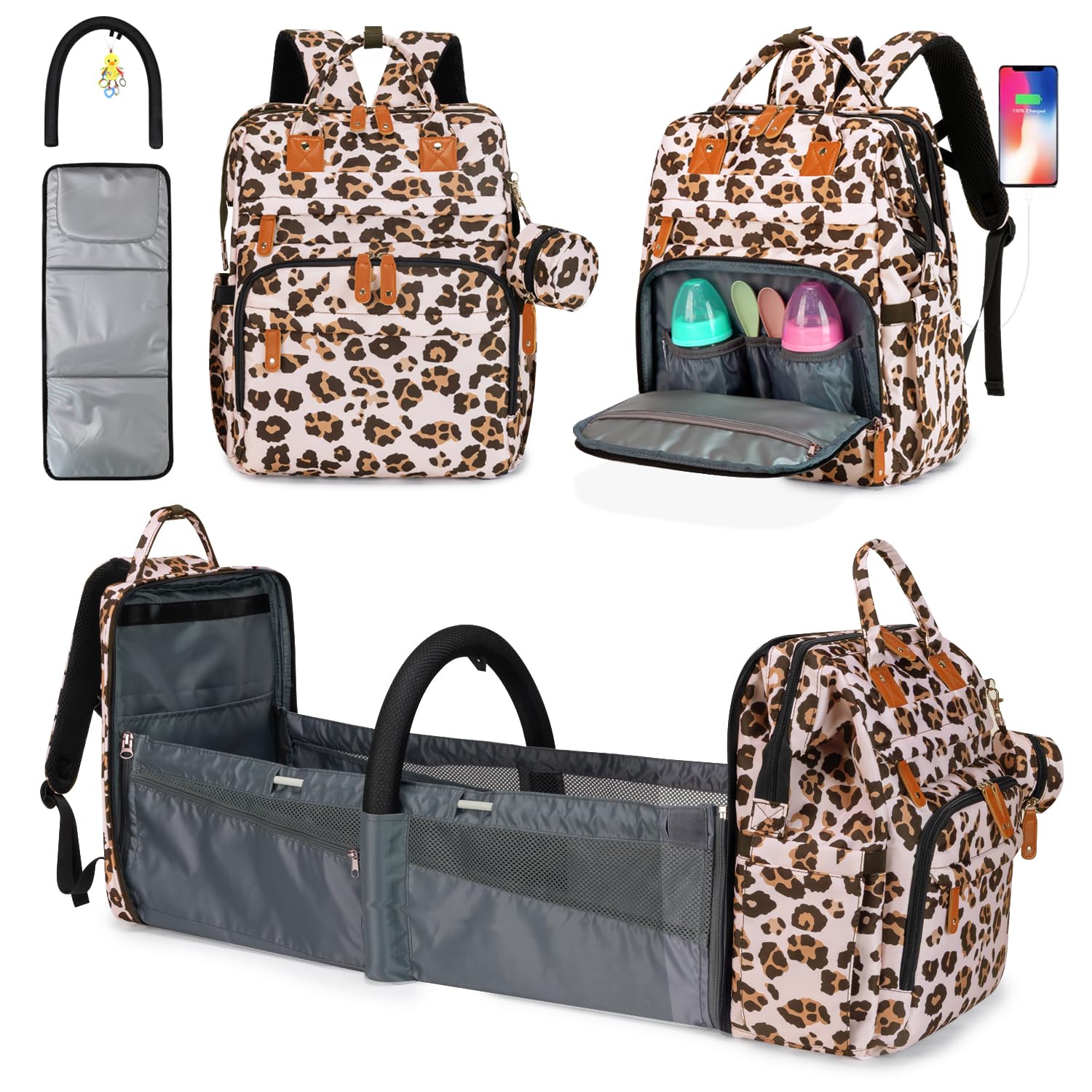 KABAQOO Diaper Bag Backpack with Changing Station for Parents