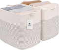 Woven Cotton Rope Storage Baskets with Handles - 2 Pack (Medium