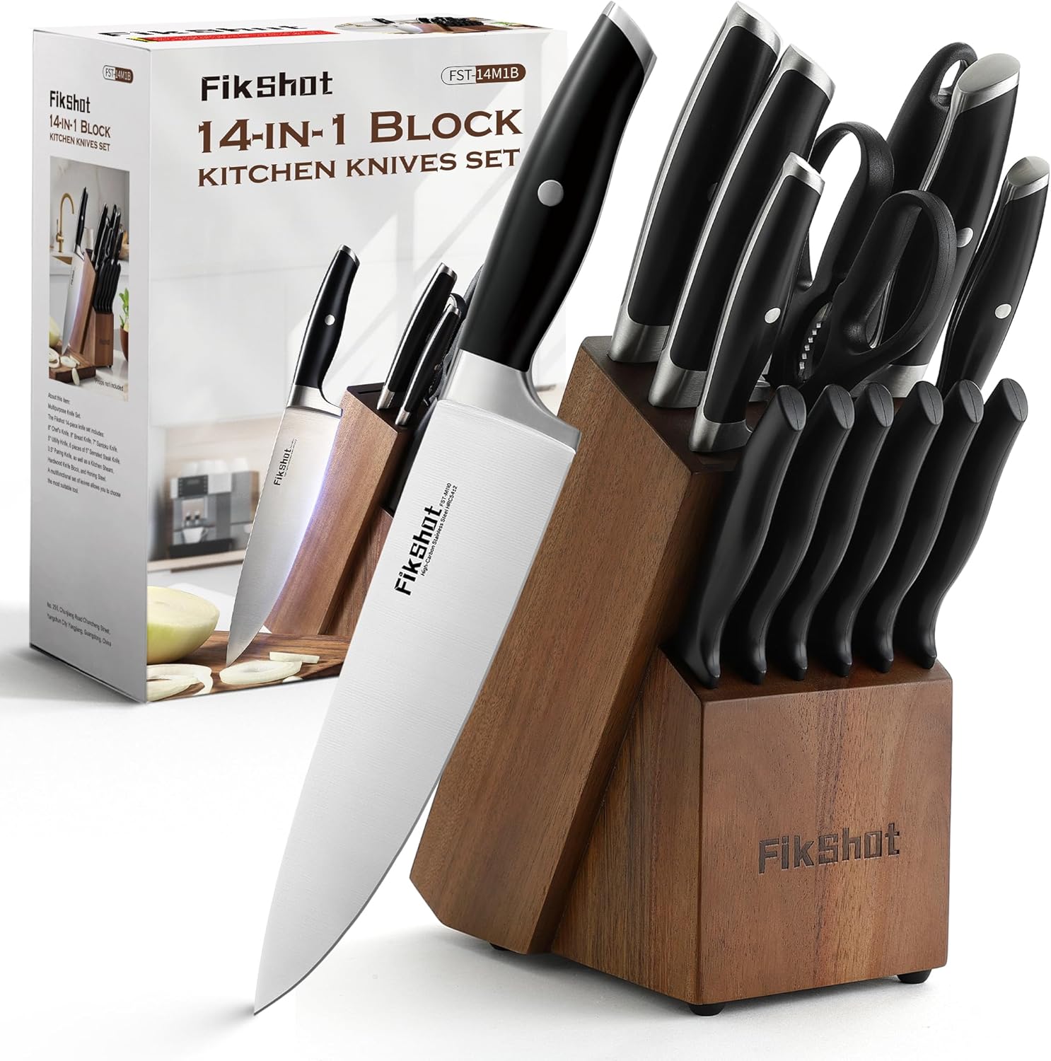 FIKSHOT Knife Block Set - Professional Chef's Kitchen Knives