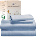 Full Size Cotton Sateen Sheets Set - Deep Pockets, Cooling Comfort