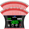 Cat 6 Ethernet Cable 2 ft (50-Pack) - High-Speed 10Gbps Patch Cords