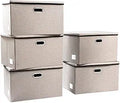 PRANDOM Extra Large Collapsible Storage Bins with Lids - 5-Pack