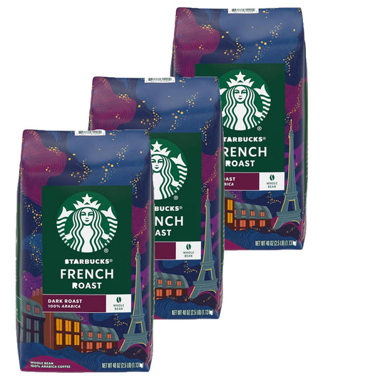 Starbucks Roasted Coffee Bean French Roast Whole Bean Pack of 3