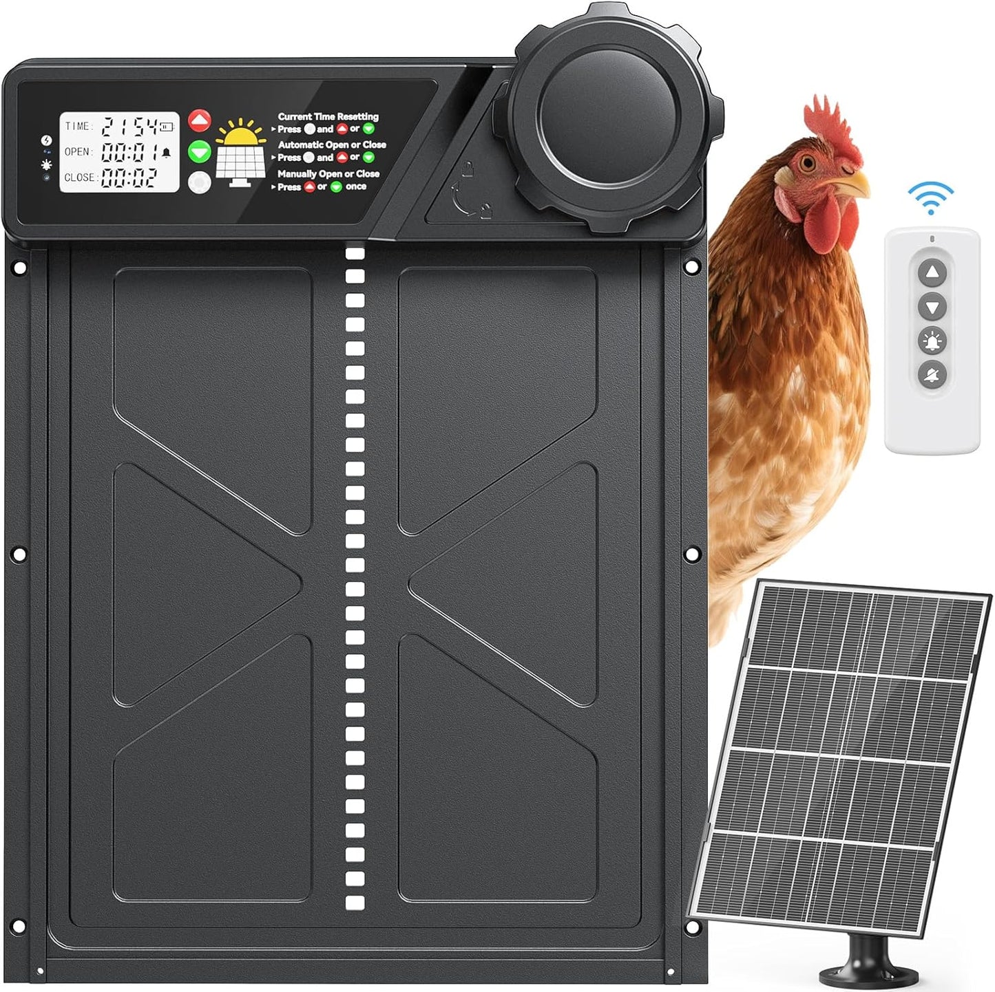 Large Automatic Chicken Coop Door with Solar Power Features