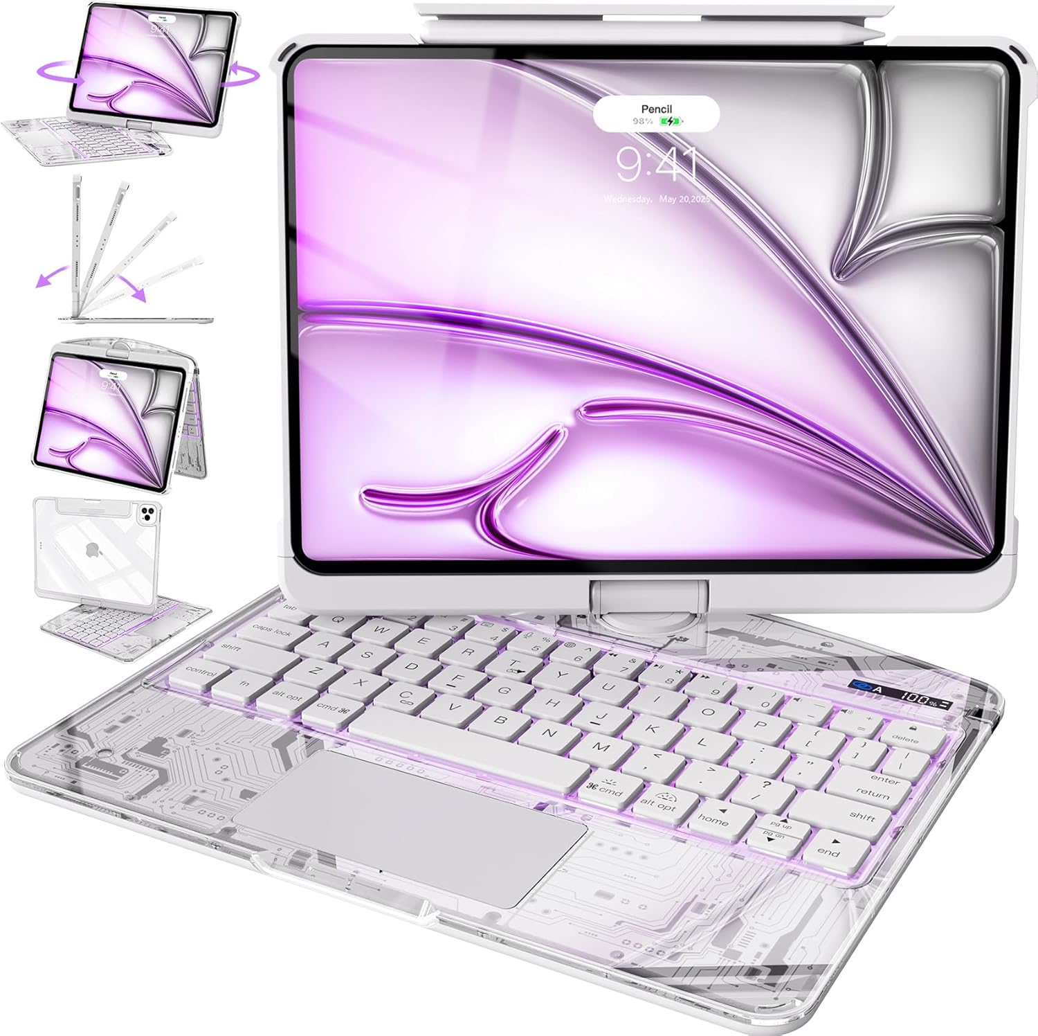 Intermerge Clear Keyboard Case for iPad Air 13in & Pro 12.9