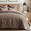 EVERGRACE Luxury Velvet Quilt Set Queen Size - Soft Cross-Stitch