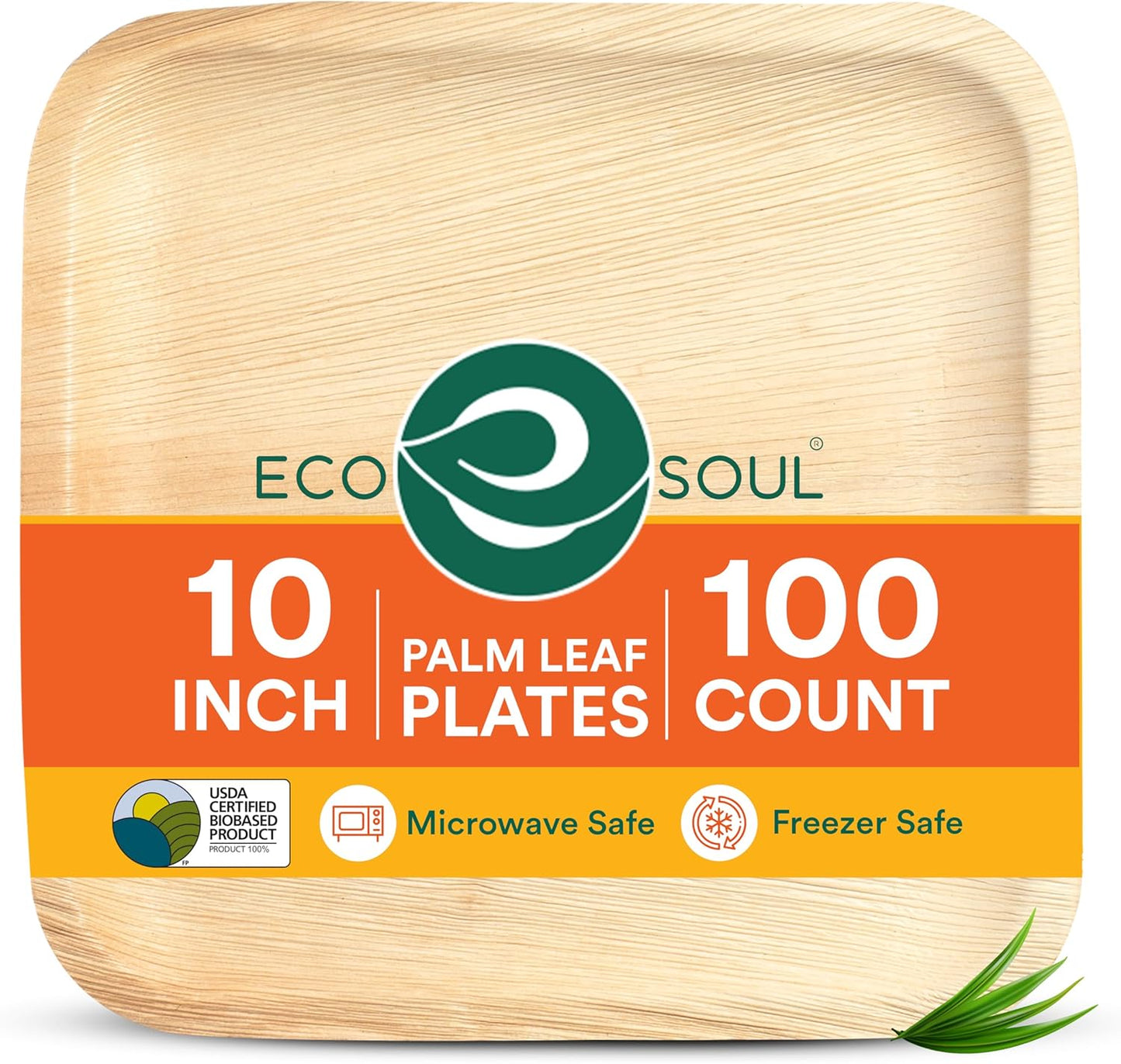 100 Eco-Friendly Palm Leaf Plates - Biodegradable & Microwave Safe