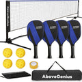 Pickleball Set with Net and 4 Paddles - Portable 17 ft Play Kit
