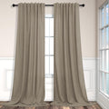 Pitalk Taupe Curtains 90 in Length 2 Panels Set - Linen Blend Light