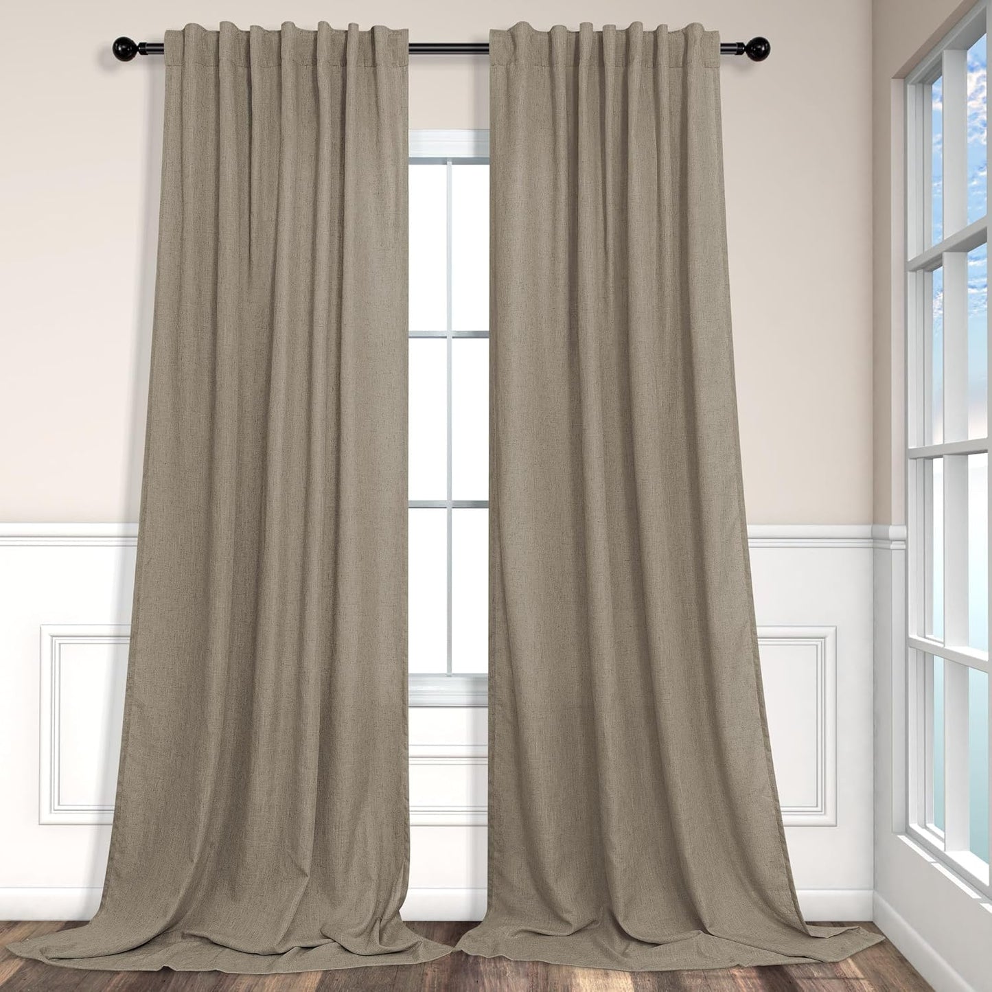 Pitalk Taupe Curtains 90 Inch Length for Living Room and Bedroom