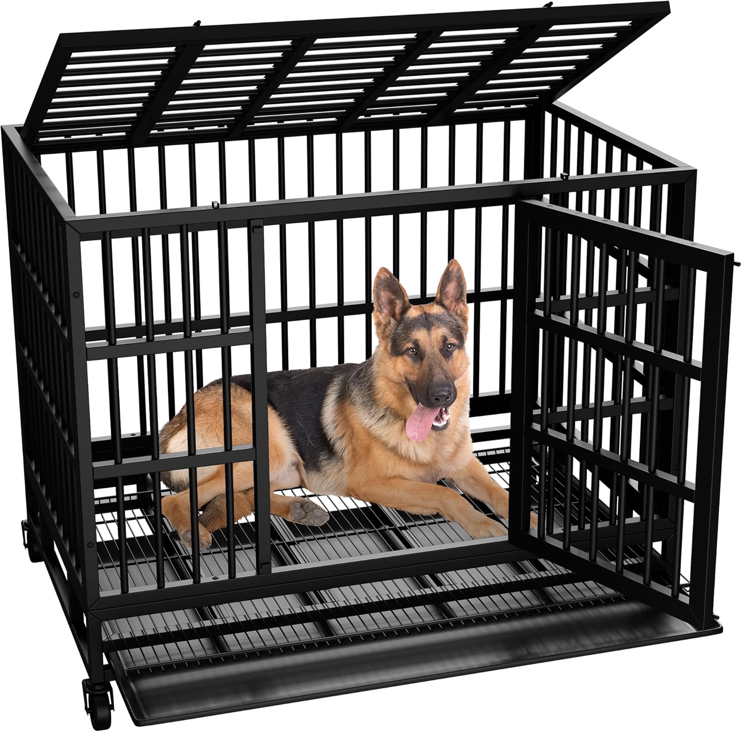 Indestructible 38 Inch Heavy Duty Dog Crate for Large Dogs