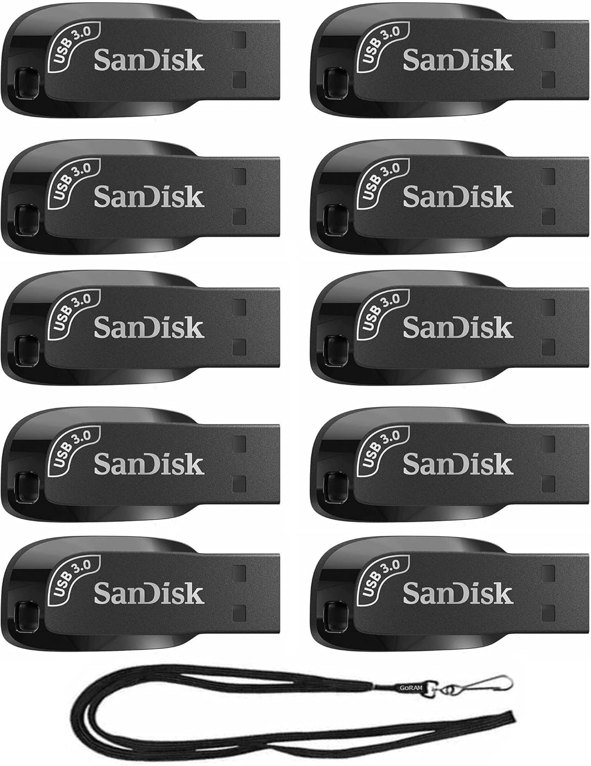 SanDisk 64GB Ultra Shift USB 3.0 Flash Drive Bundle with Lanyards