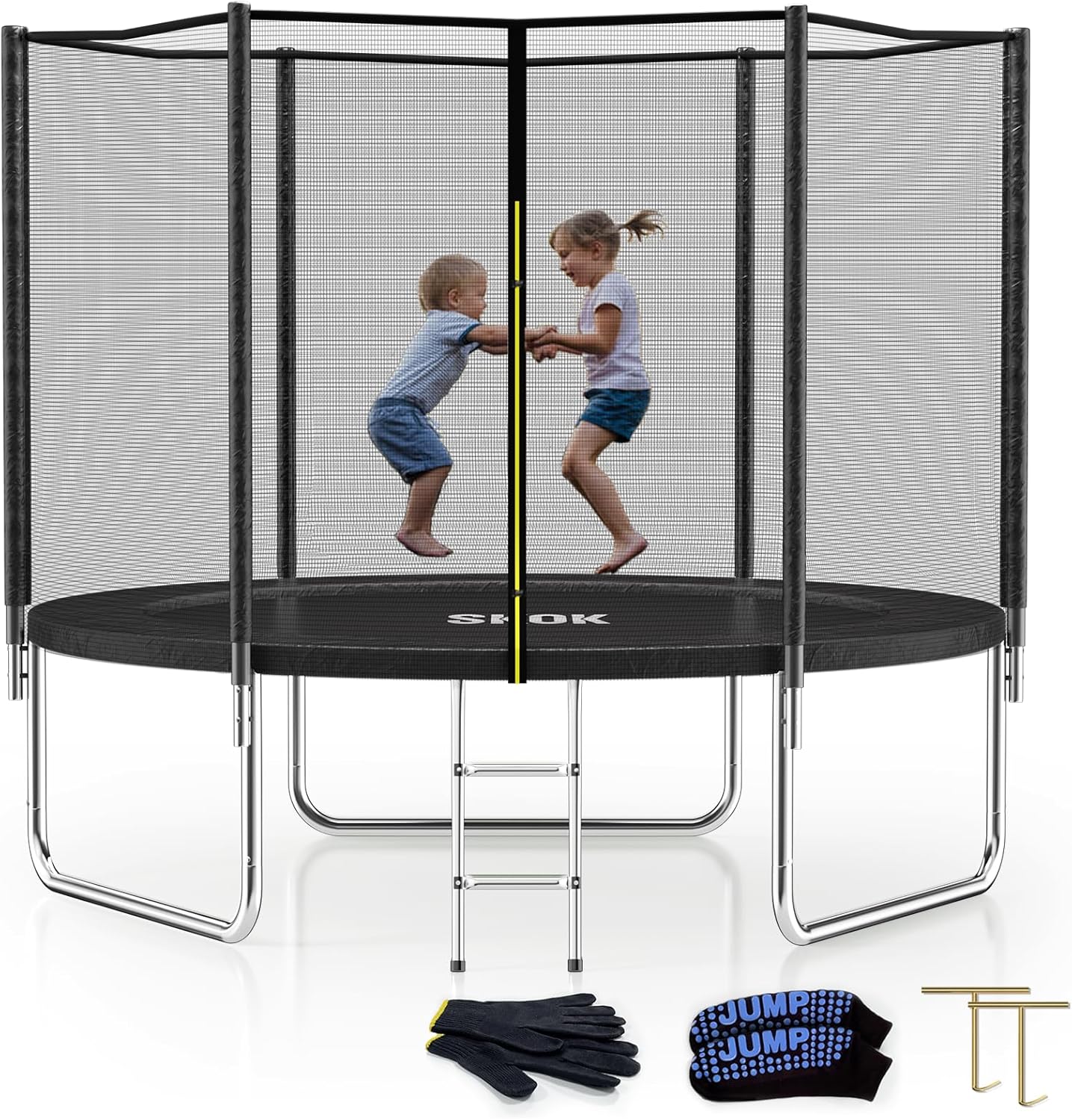 SKOK Trampoline 10FT with Enclosure Net for Safe Jumping Fun