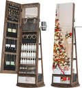 360 Swivel Jewelry Cabinet Standing Full-Length Armoire - LED Light