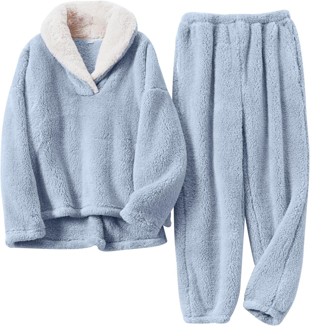 Fluffy Pajamas Set for Men - Cozy Fleece Loungewear Sleepwear
