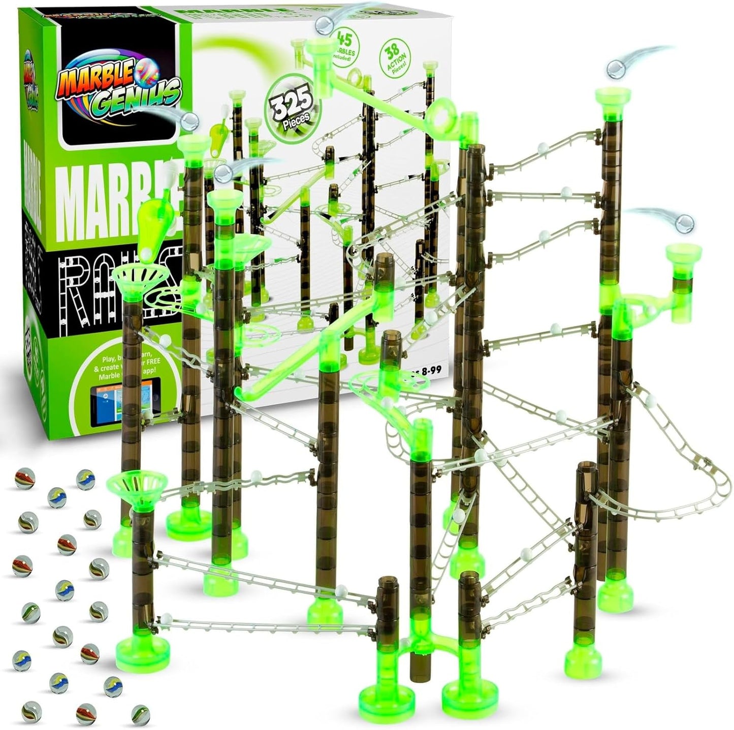 Marble Genius Marble Rails Super Set - 325 Piece Fun for Kids