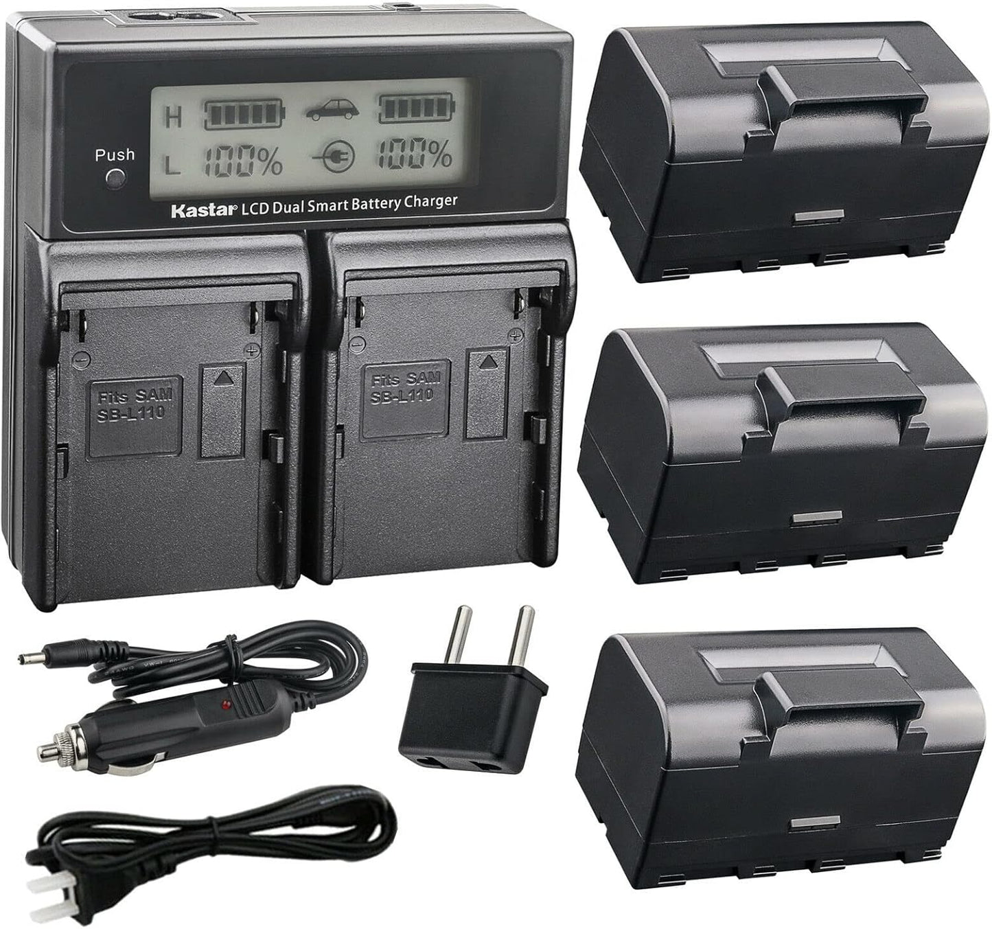 Kastar Battery 3 Pack and LCD Dual Fast Charger for Topcon Devices