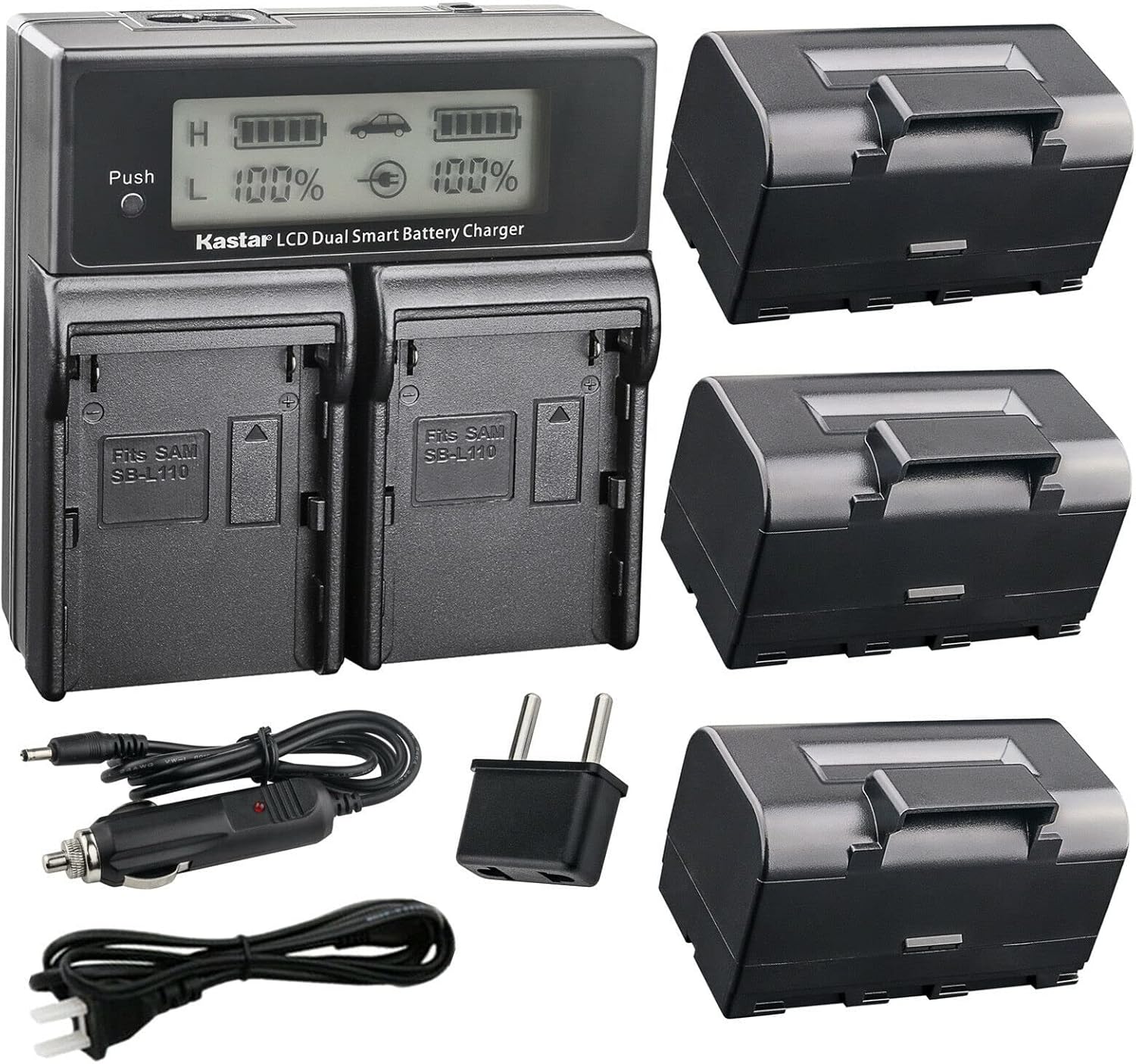 Kastar Battery 3 Pack and LCD Dual Fast Charger for Topcon Devices