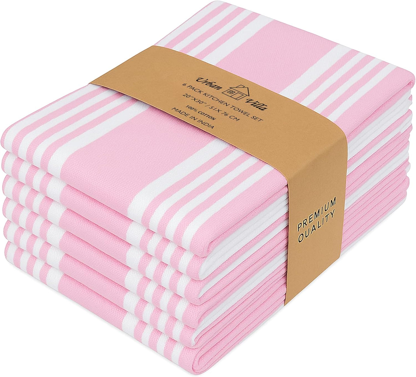 Urban Villa Kitchen Towels 100% Cotton Pack of 6 for Home