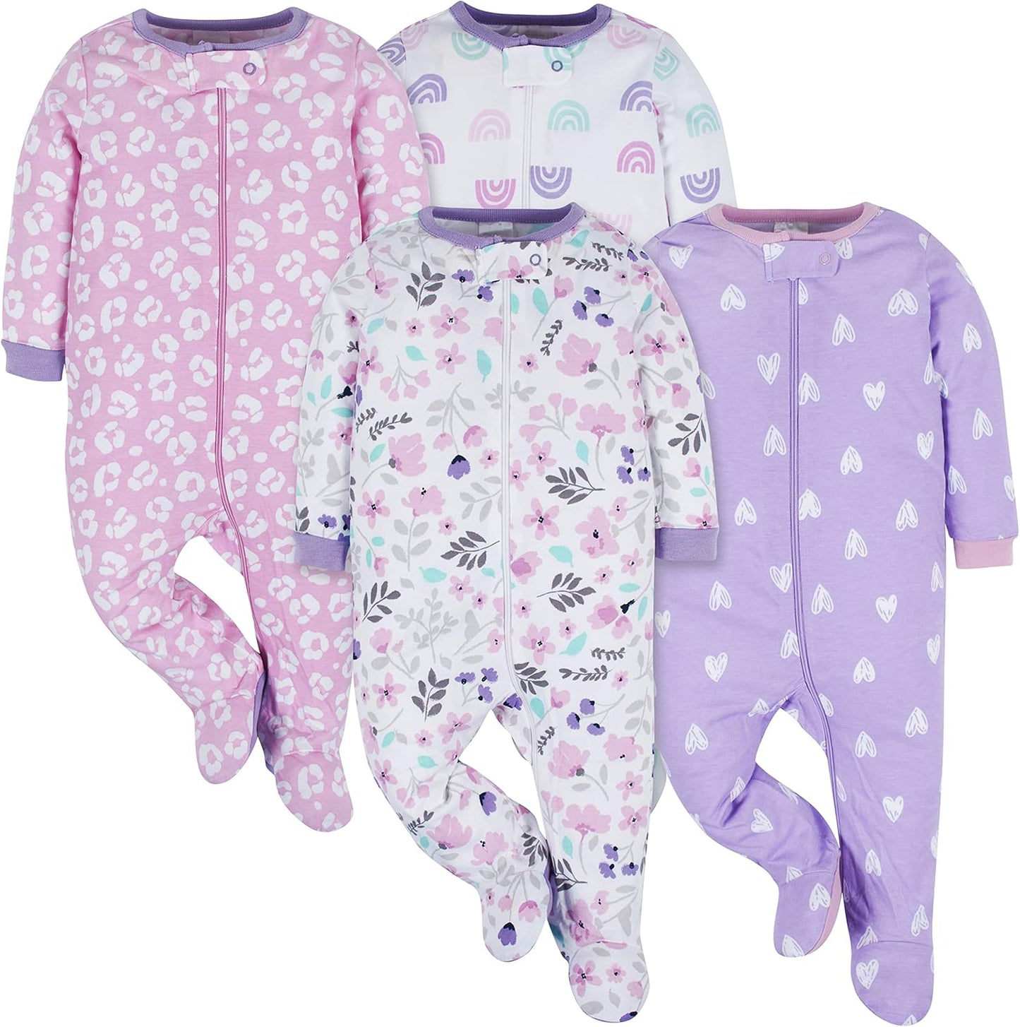 Onesies Brand 4-Pack Sleep 'N Play Footies: Cozy Babygirl Essentials