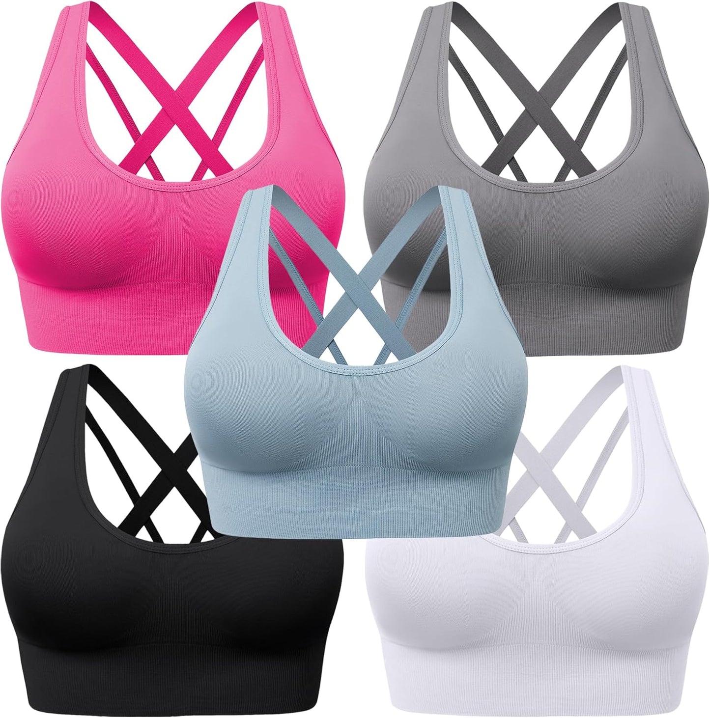 BLUELILY Medium Support Sports Bra for Women with Criss Cross Design
