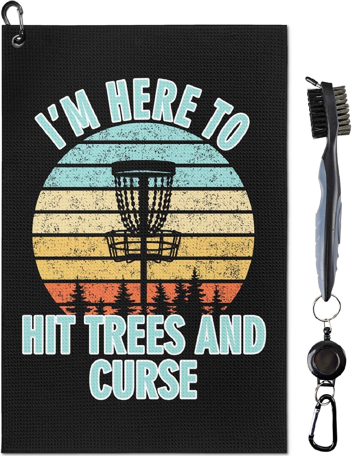 Microfiber Disc Golf Towel Set - Funny Design, Clip & Brush - Perfect Gift!