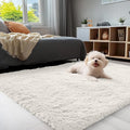 OLANLY 3x5 Machine Washable Bedside Rug - Soft Fluffy Ivory