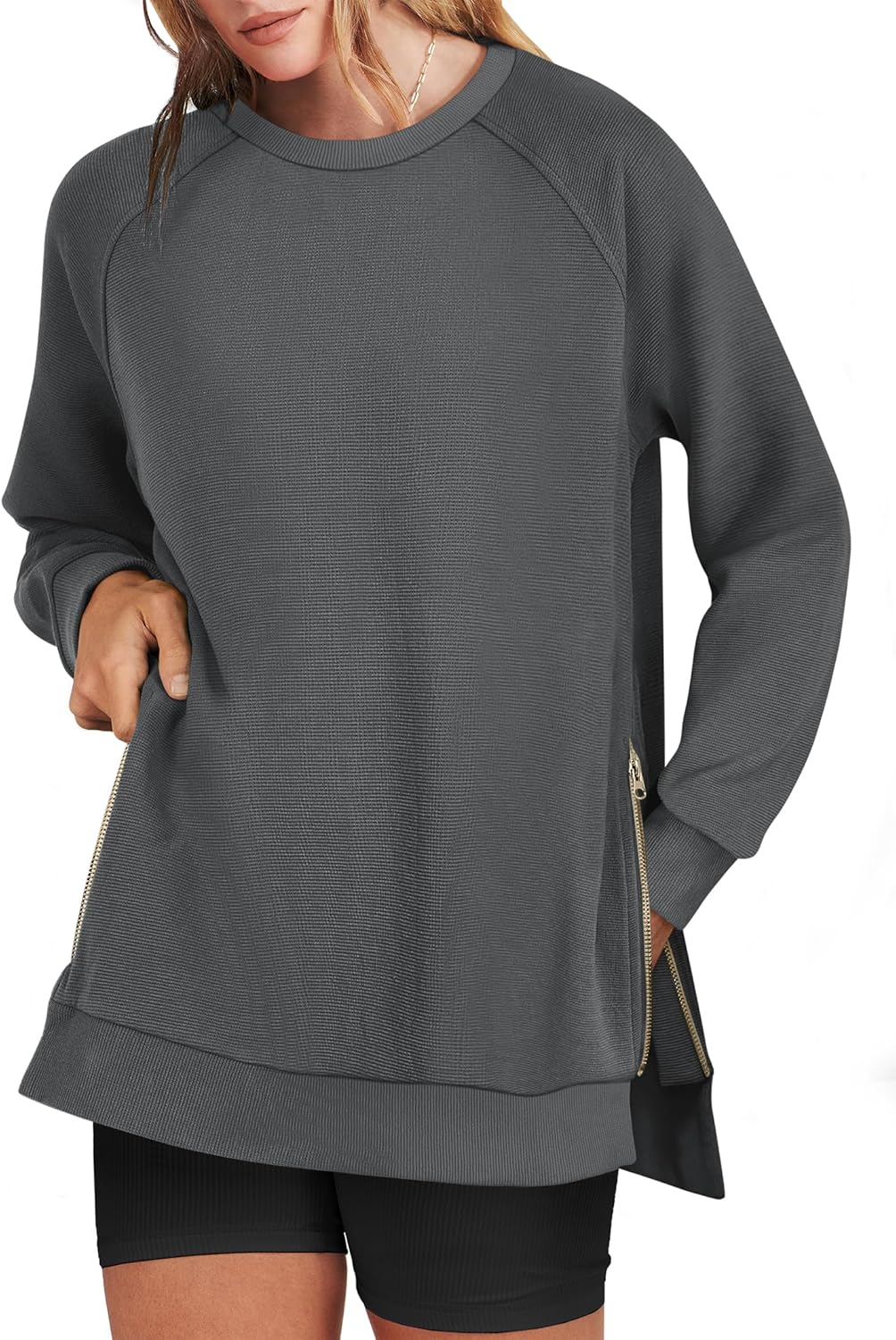 Oversized Sweatshirts for Women with Stylish Side Zipper