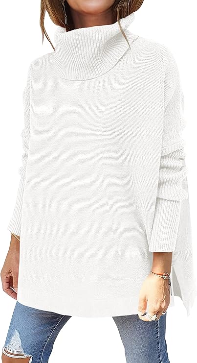 ANRABESS Women's Turtleneck Oversized Knit Tunic Pullover Sweater