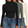 Ekouaer 3 Pack Womens Mock Turtleneck Tops - Slim Fit Thermal Basic