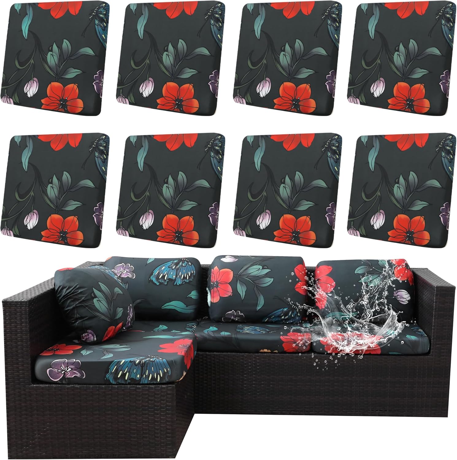 8Pcs Outdoor Cushion Covers Waterproof for Stylish Patio Furniture