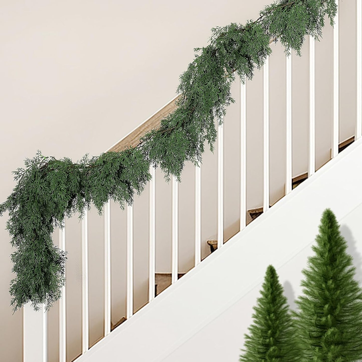 2 Pcs Christmas Norfolk Pine Garland for Festive Decor