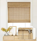 Bamboo Roman Shades Cordless No Tools No Drill - Easy Inside Mount