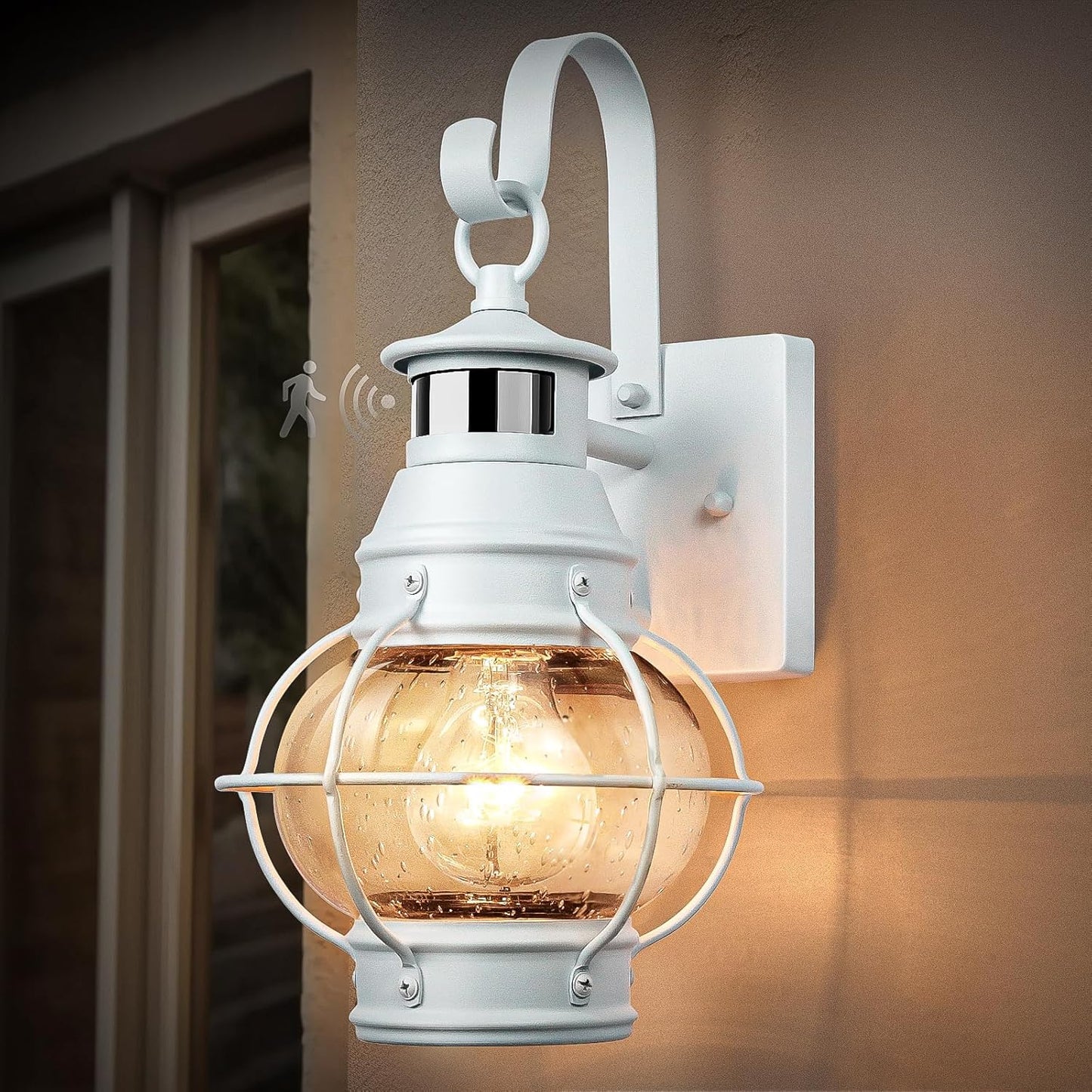 Lamomo White Outdoor Light with Motion Sensor for Your Home