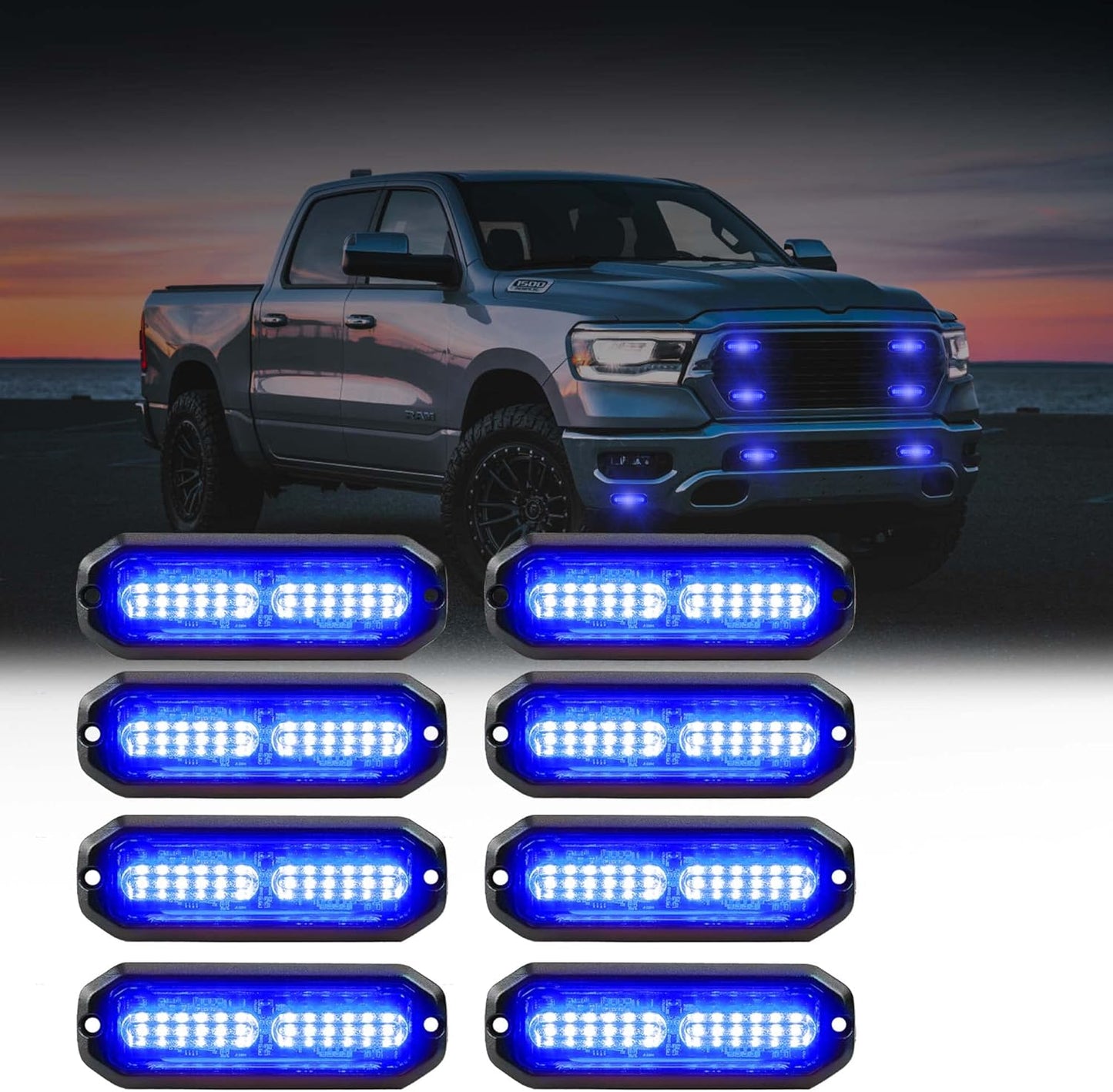 WINECO 8pcs 12 LED Surface Mount Strobe Lights for Vehicles